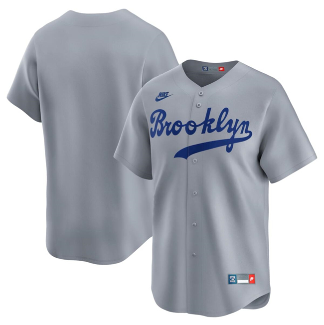 Men's Brooklyn Dodgers Blank Gray Throwback Cooperstown Collection Limited Stitched Baseball Jersey